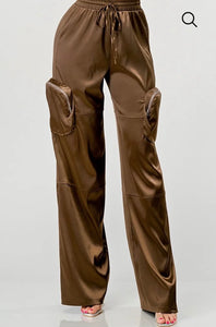 Anly Satin Cargo Pants